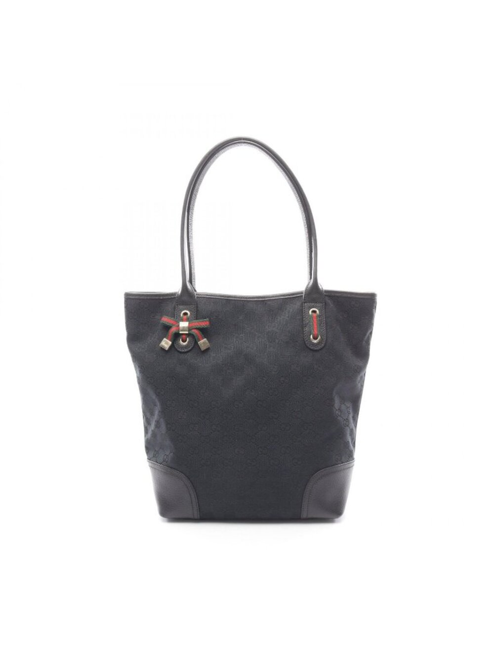 Gucci Tote Prince GG Canvas Sherry Line Black